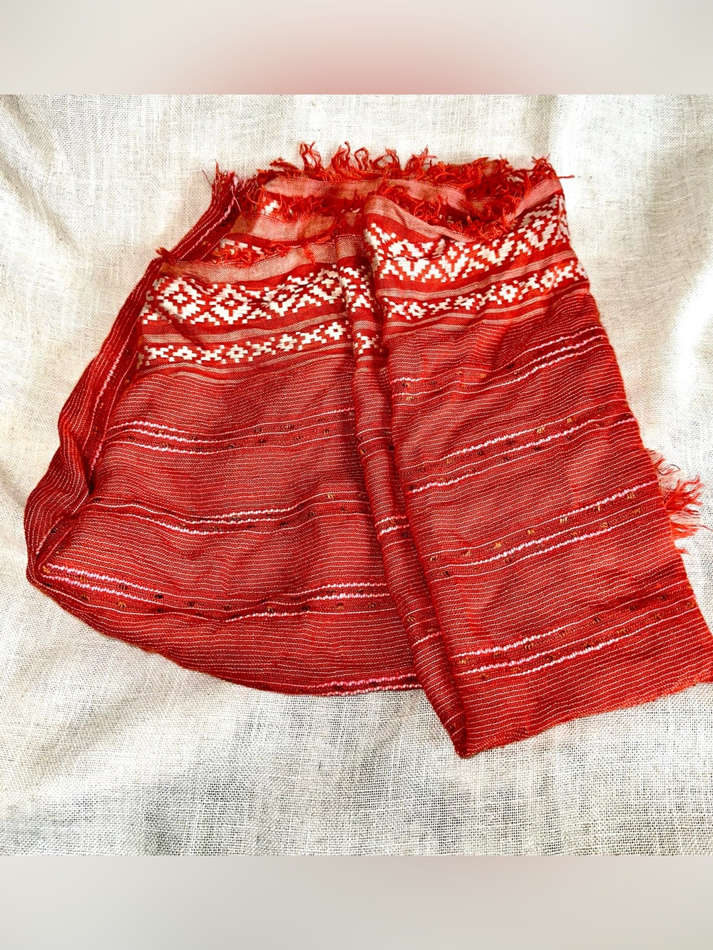 Anna & Ava Rust Orange Metallic Fringe Boho Scarf Wrap